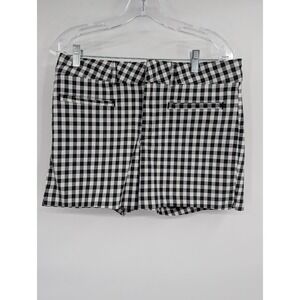 Anthropologie Women's Shorts 29 Black White Checkered Front Flat Picnic Gingham